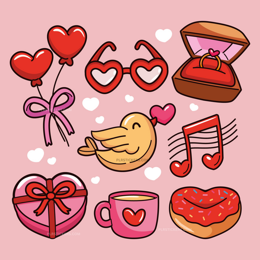 6 Sheets of Cute Valentine's Day Stickers (Bundle Deal!!)