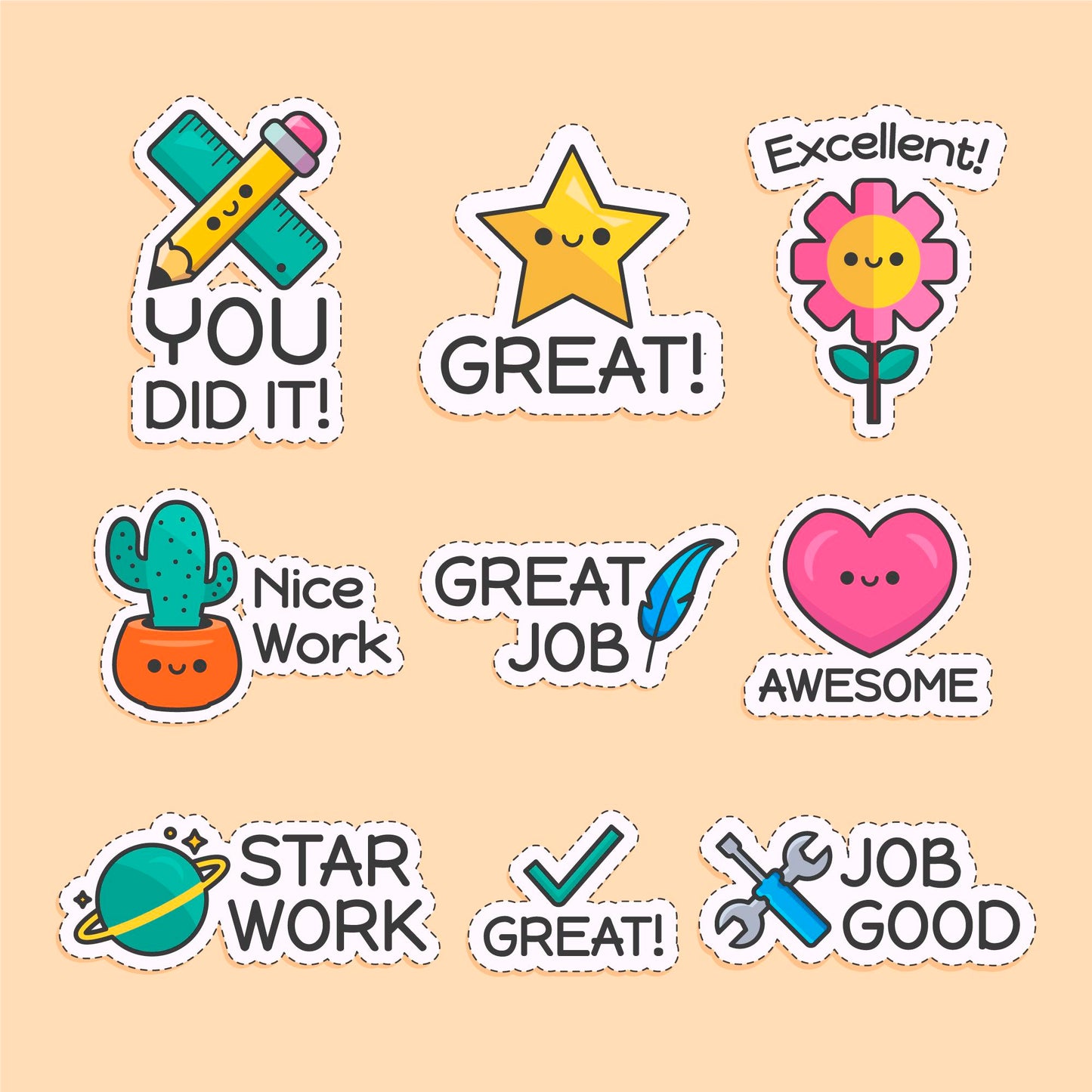 10 Sheets of Cute Printable Educational Stickers (Bundle Deal!!)