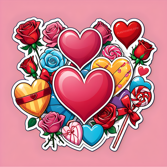Printable Valentine's Day Bouquet Premium Sticker