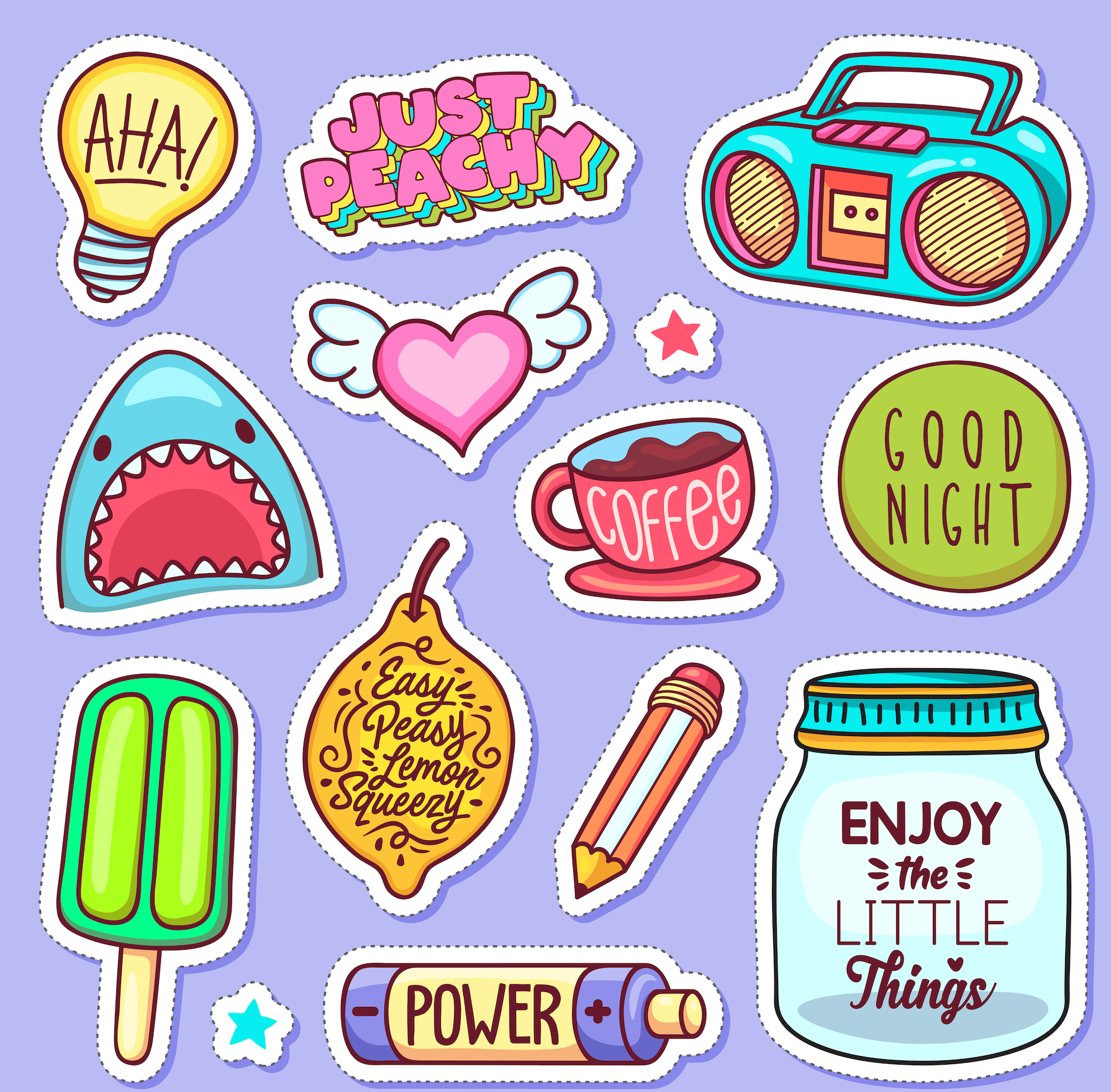 Sheet of 14 Printable Mixed Stickers – PLR Stickers