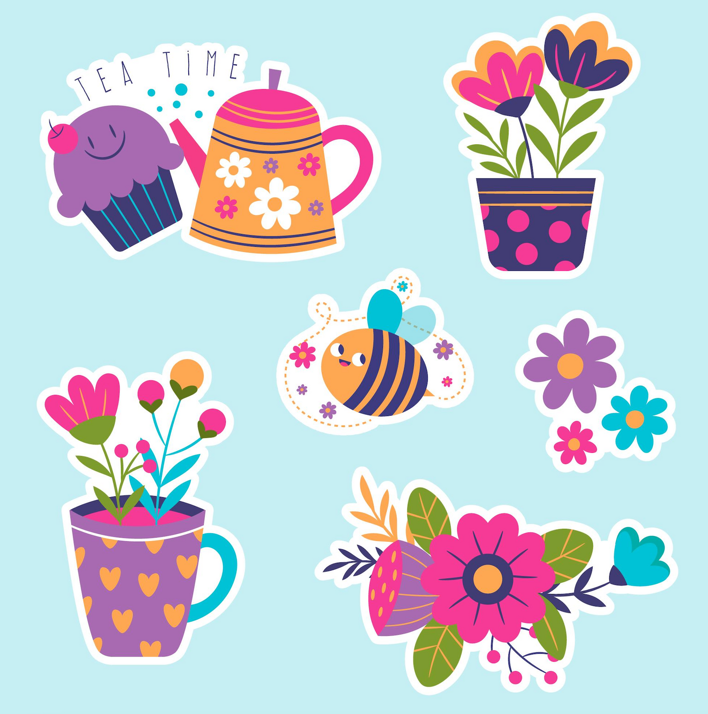 Sheet of 6 Spring Collection Stickers