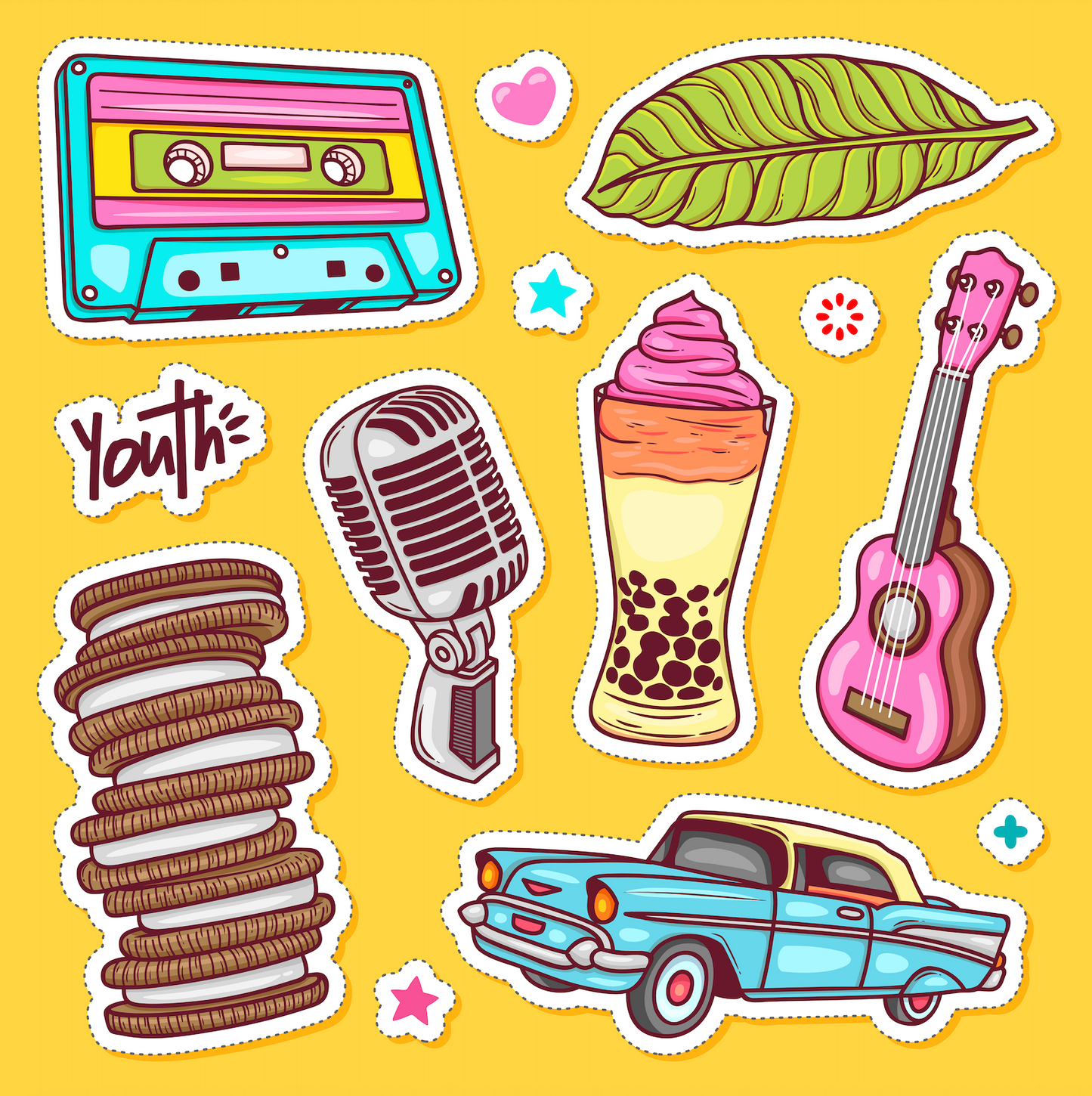 Sheet of 13 Printable Good Times & Snacks Stickers