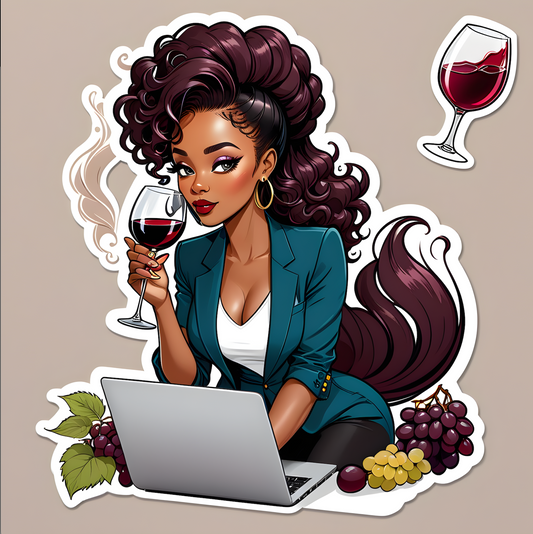 Printable Boss Lady Wine Down Premium Sticker